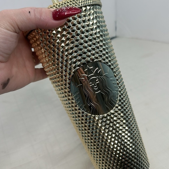 Starbucks Christmas Holiday 2022 Gold Bling Studded Venti 24 oz Cold Cup Tumbler - Picture 7 of 9